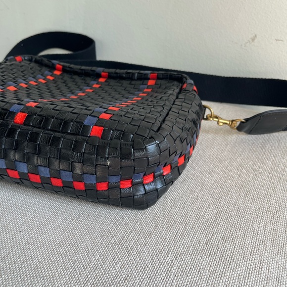 CLARE V Woven Leather Striped Marisol Crossbody Bag - Picture 7 of 11